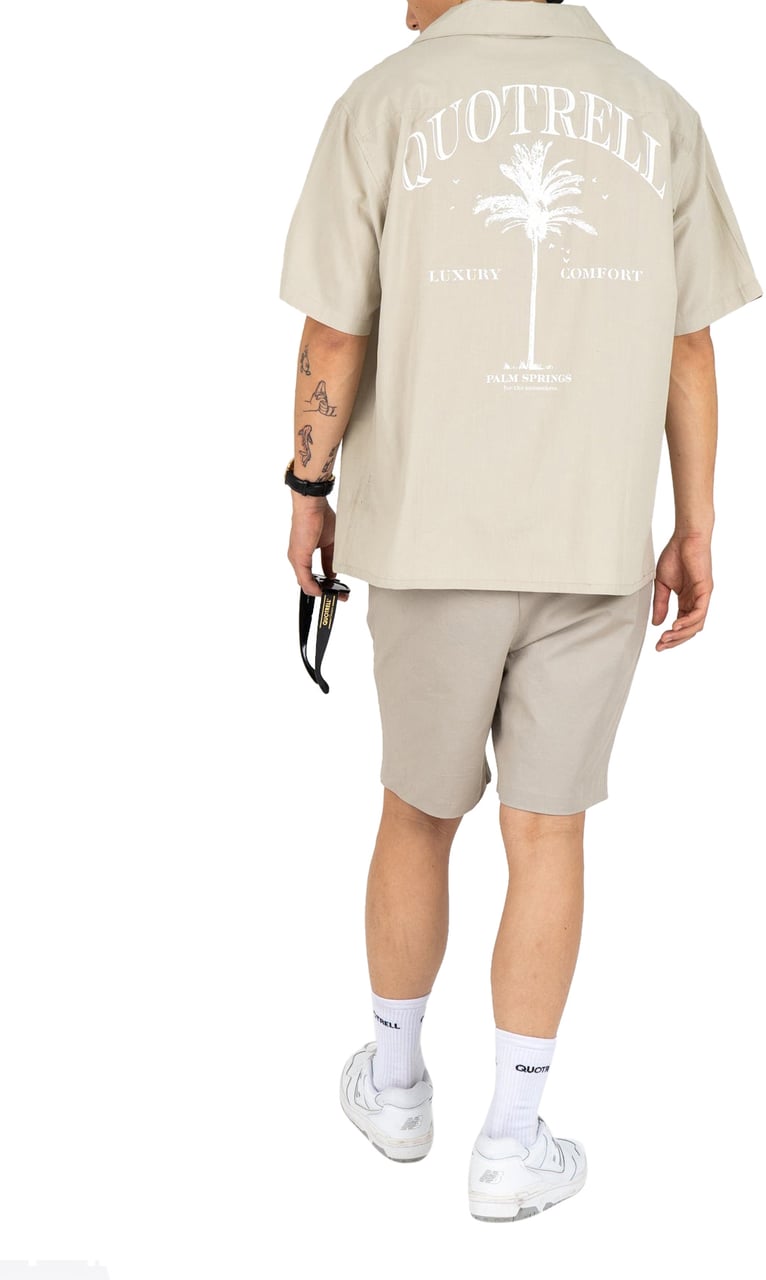 Quotrell Palm Springs Shirt | Dark Beige/white Beige