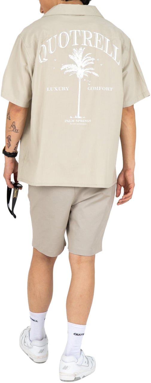 Quotrell Palm Springs Shirt | Dark Beige/white Beige