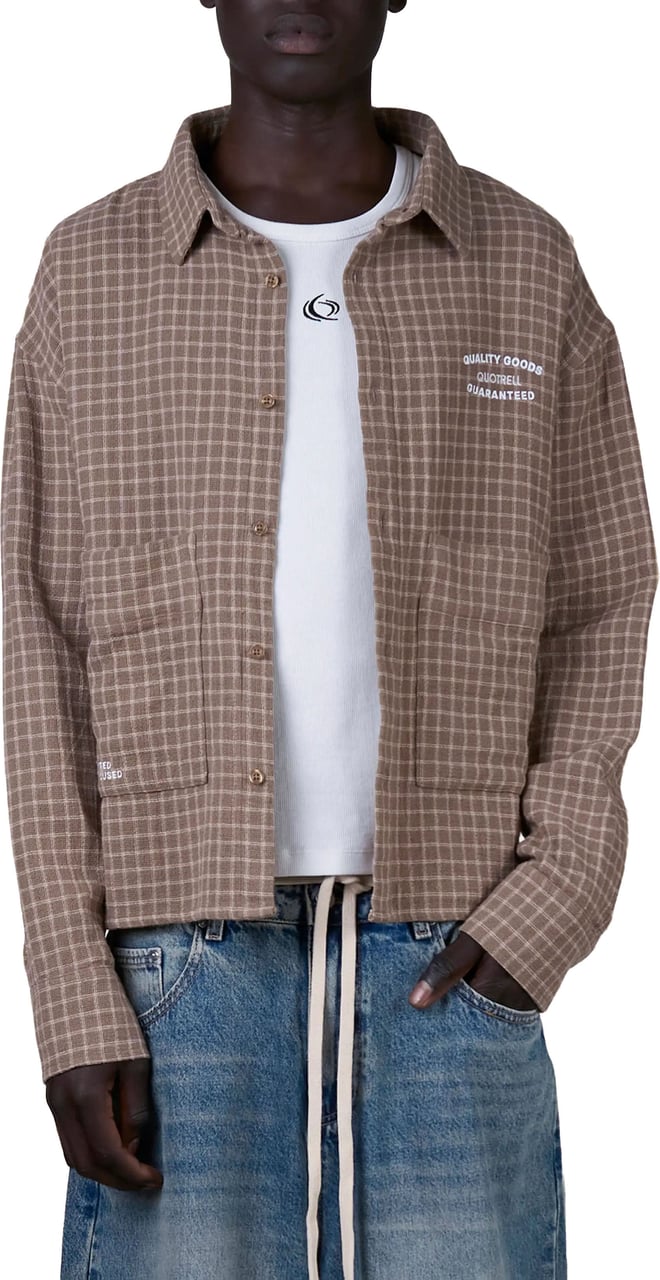 Quotrell Zay Plaid Shirt | Greige Plaid Beige