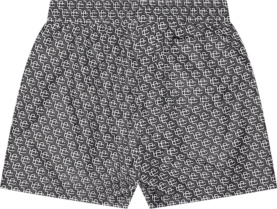 Quotrell Monogram Swimshorts | Anthracite/white Zwart