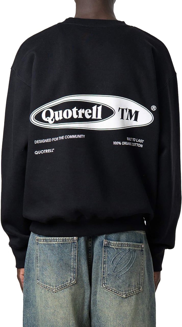 Quotrell Emblem Crewneck | Black/white Zwart