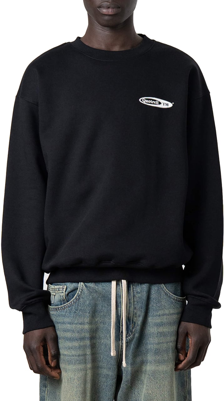 Quotrell Emblem Crewneck | Black/white Zwart