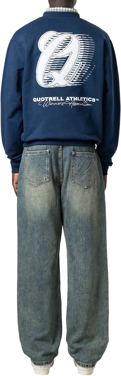 Quotrell Athletics Crewneck | Navy/white Blauw
