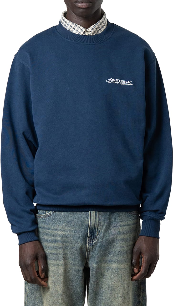 Quotrell Athletics Crewneck | Navy/white Blauw