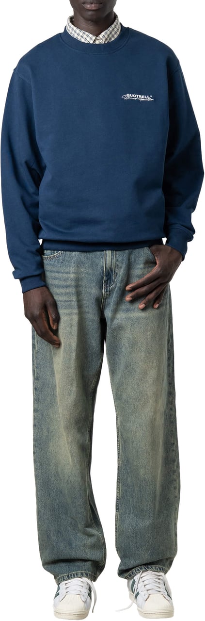 Quotrell Athletics Crewneck | Navy/white Blauw