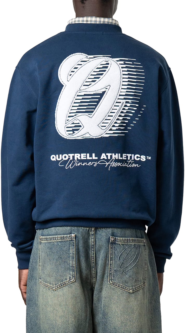 Quotrell Athletics Crewneck | Navy/white Blauw