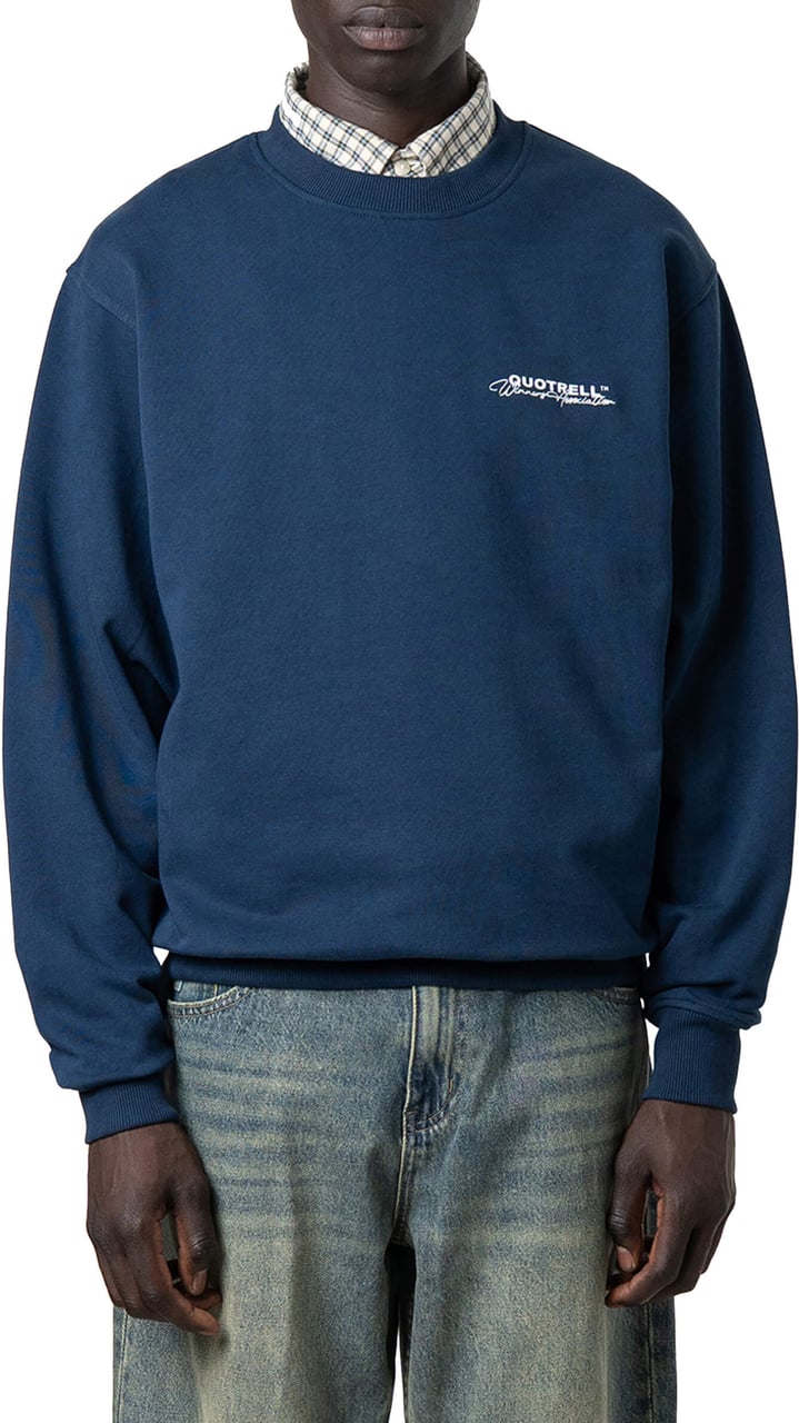Quotrell Athletics Crewneck | Navy/white Blauw