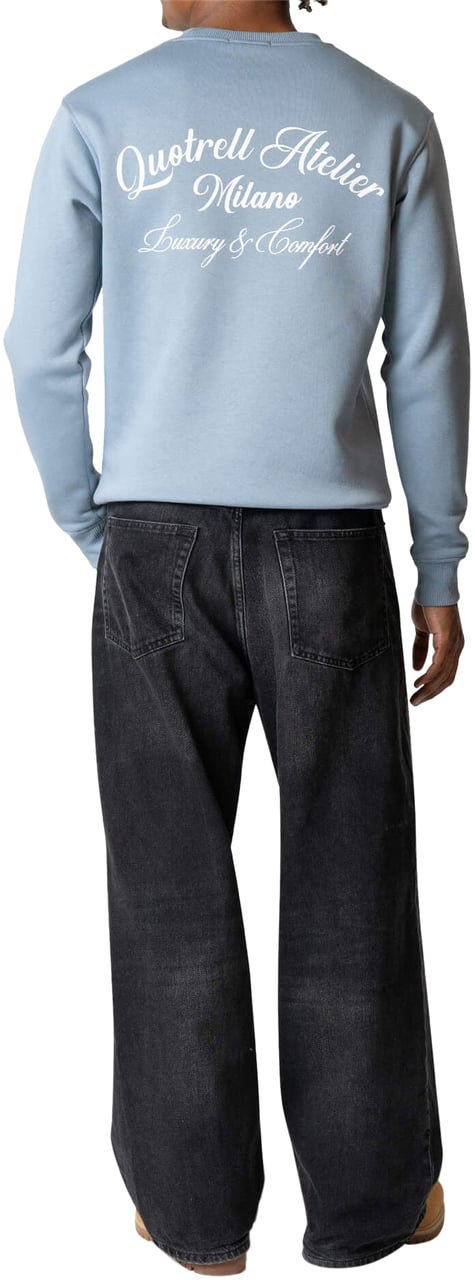 Quotrell Atelier Milano Crewneck | Muted Blue/white Blauw