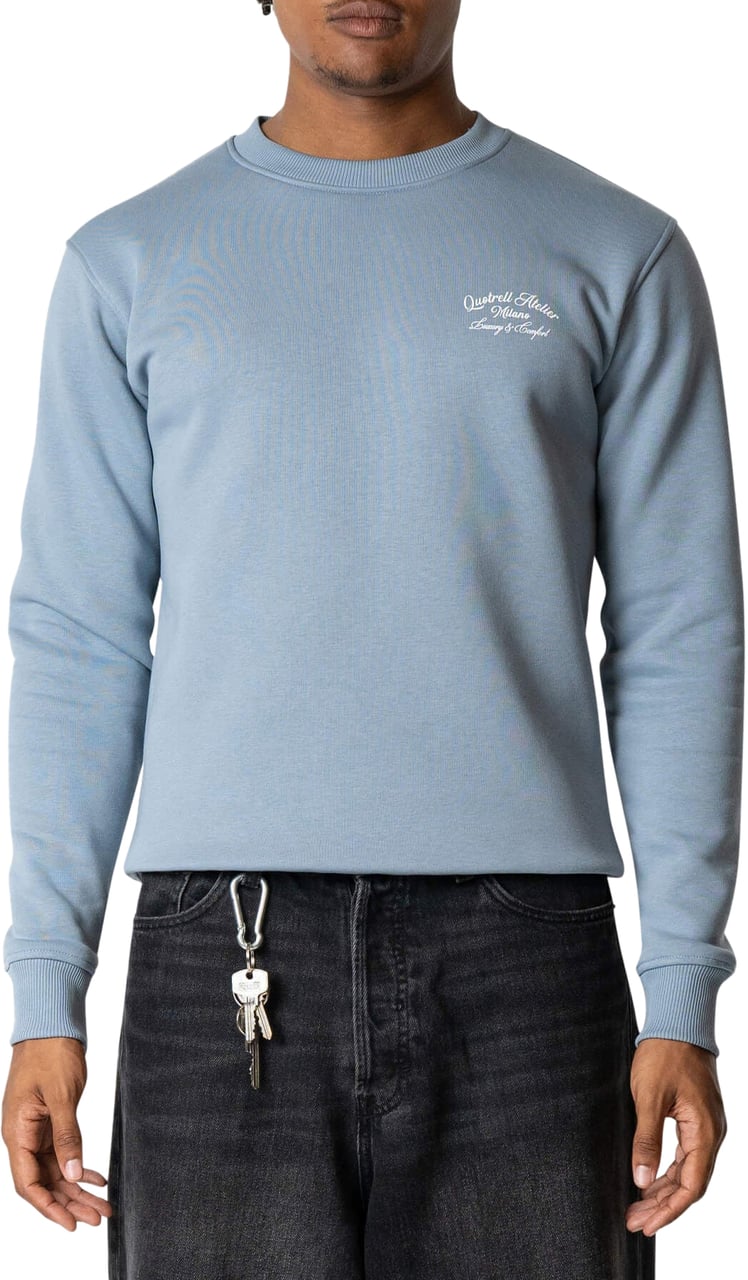 Quotrell Atelier Milano Crewneck | Muted Blue/white Blauw