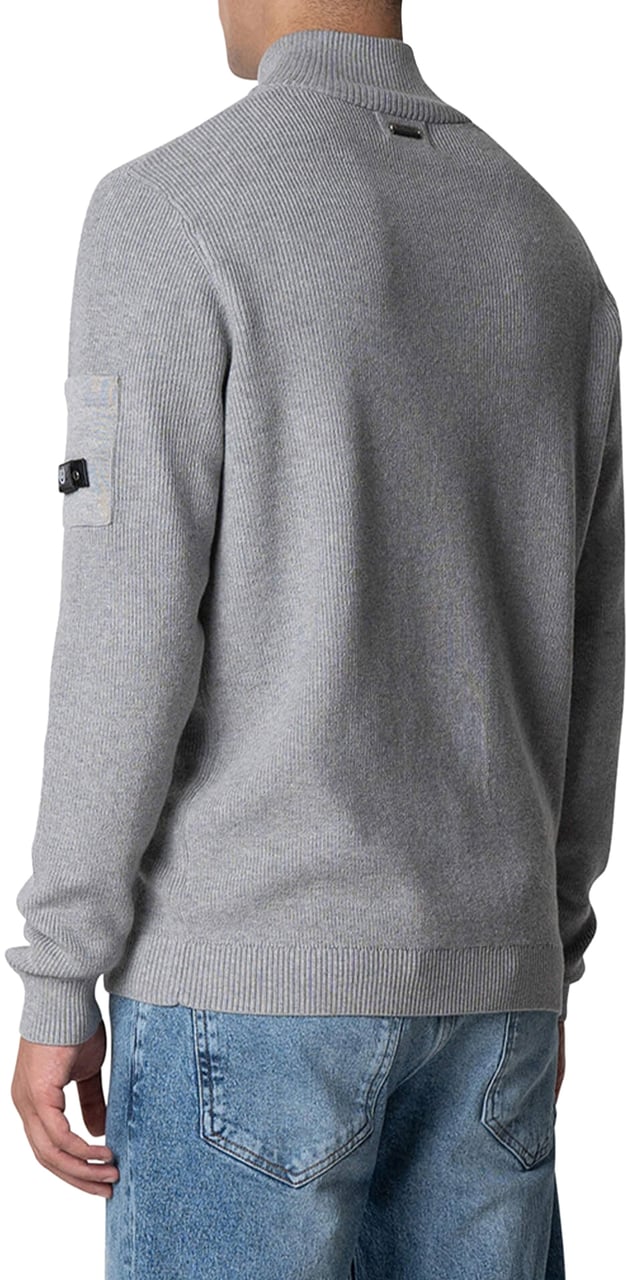 Quotrell D'azur Knitted Halfzip | Grey Melee Grijs