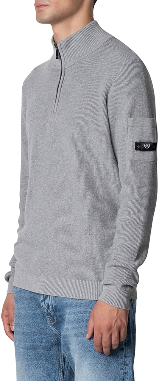 Quotrell D'azur Knitted Halfzip | Grey Melee Grijs