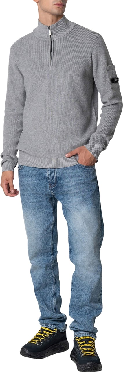 Quotrell D'azur Knitted Halfzip | Grey Melee Grijs