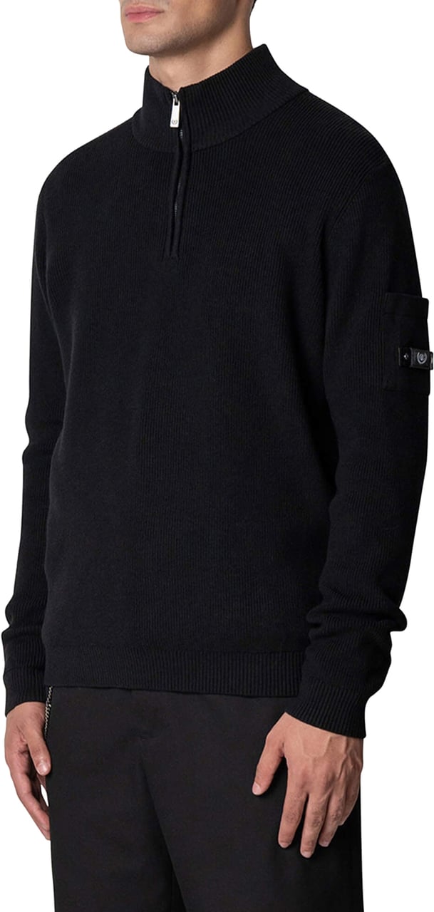 Quotrell D'azur Knitted Halfzip | Black Zwart