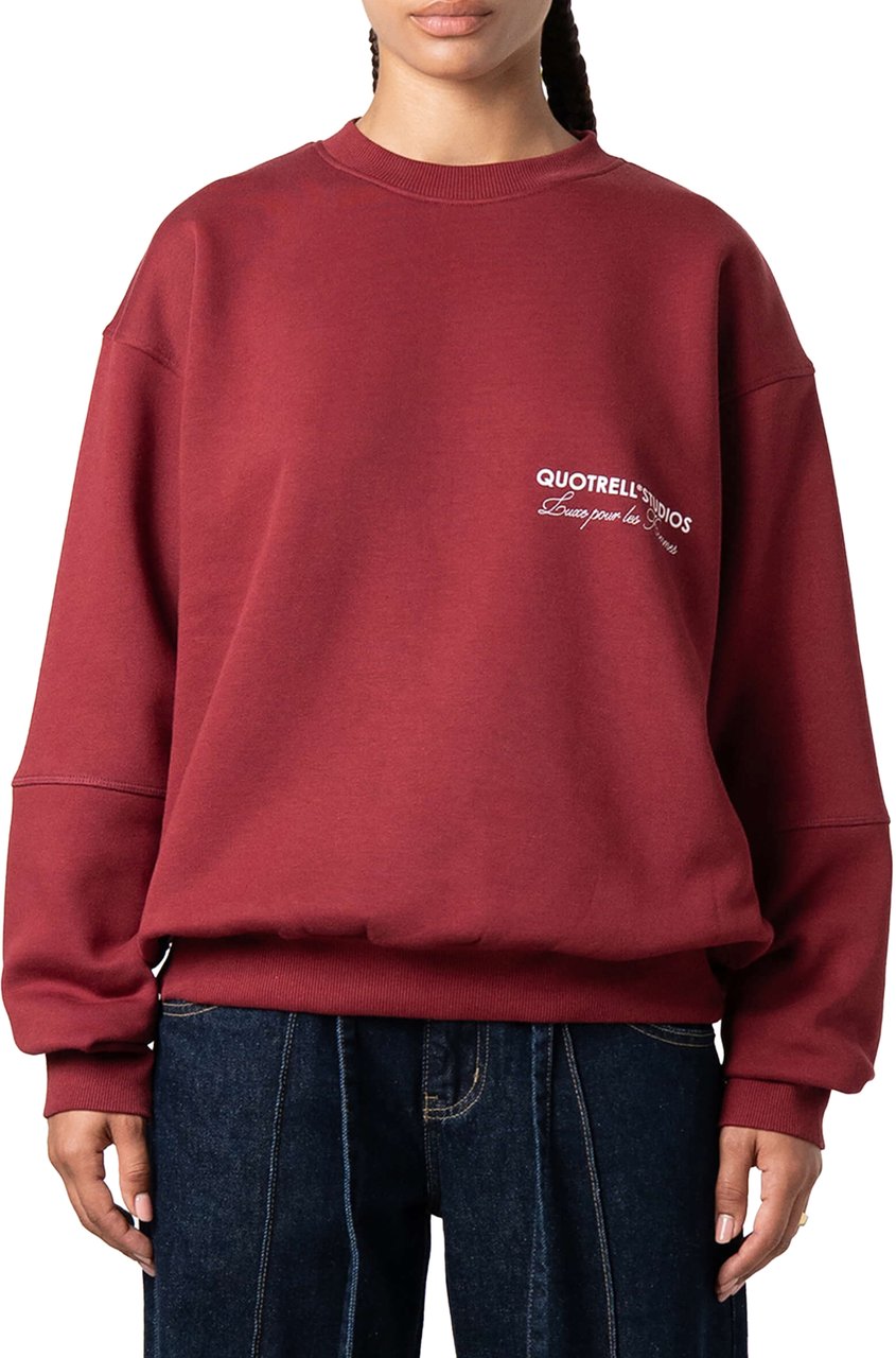 Quotrell Studios Crewneck | Bordeaux/white Rood