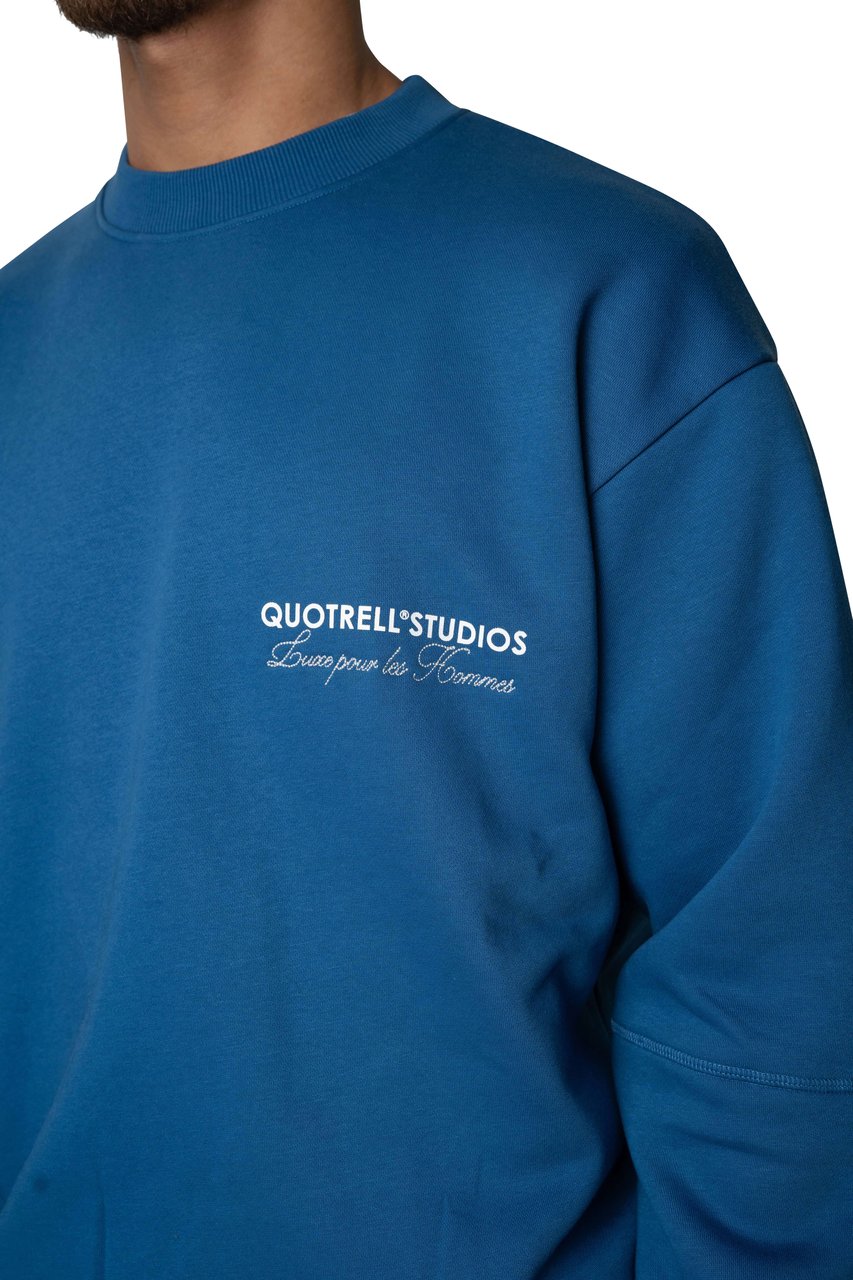 Quotrell Studios Crewneck | Cobalt/white Blauw
