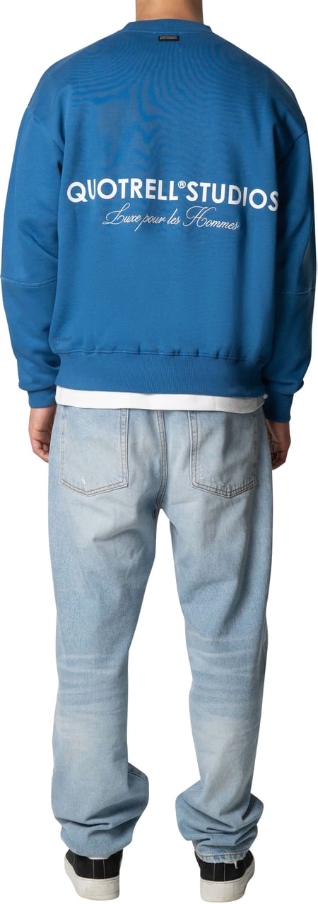 Quotrell Studios Crewneck | Cobalt/white Blauw
