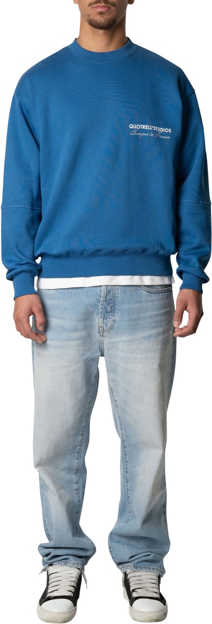 Quotrell Studios Crewneck | Cobalt/white Blauw