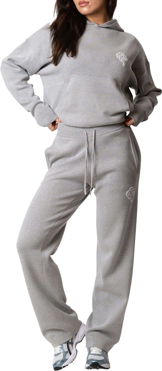 Quotrell Flo Knitted Hoodie | Grey Melee/white Grijs