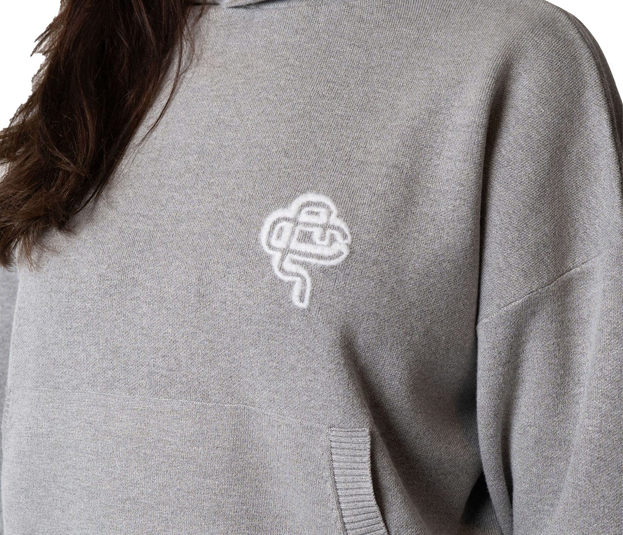 Quotrell Flo Knitted Hoodie | Grey Melee/white Grijs
