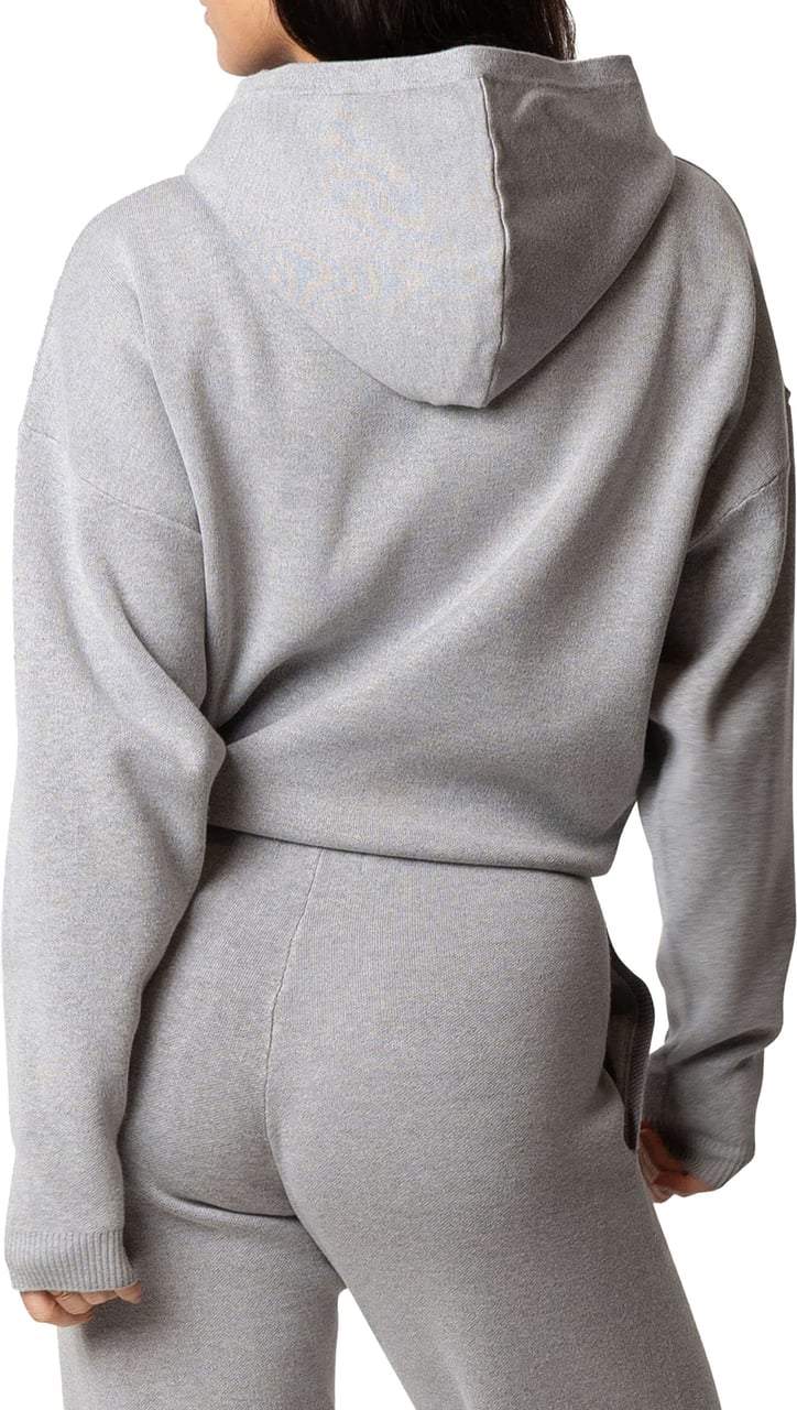Quotrell Flo Knitted Hoodie | Grey Melee/white Grijs