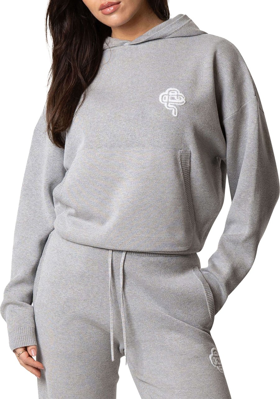 Quotrell Flo Knitted Hoodie | Grey Melee/white Grijs
