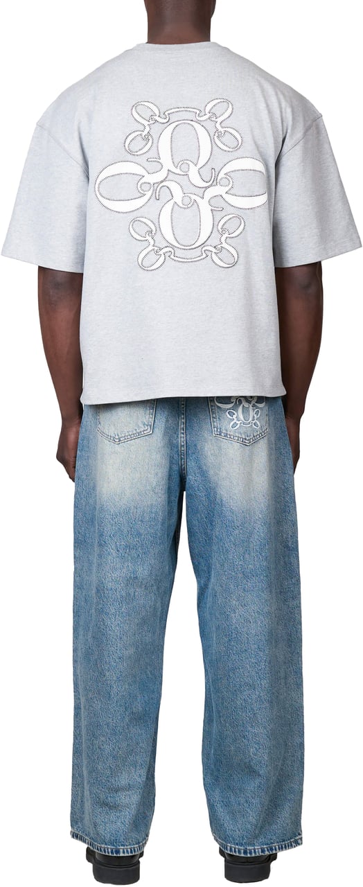 Quotrell Insignia Tee | Grey Melee/ White Grijs