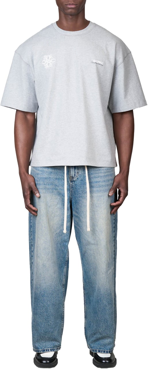 Quotrell Insignia Tee | Grey Melee/ White Grijs