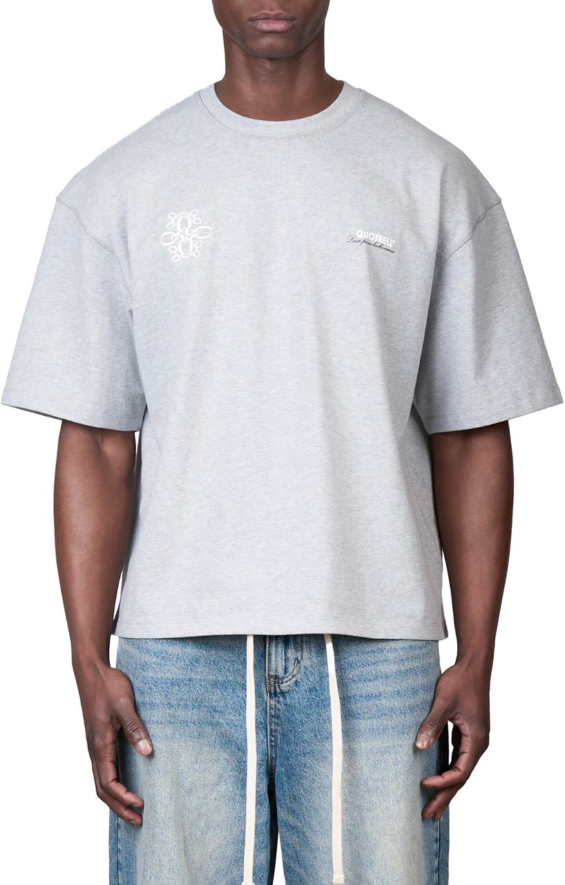 Quotrell Insignia Tee | Grey Melee/ White Grijs
