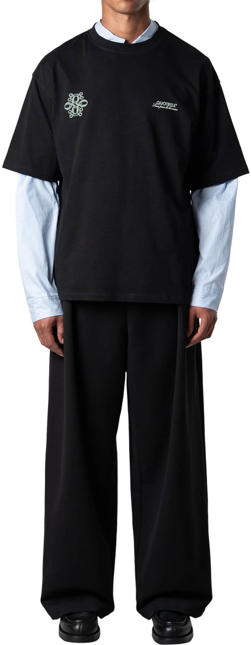 Quotrell Insignia Tee | Black/moss Green Zwart