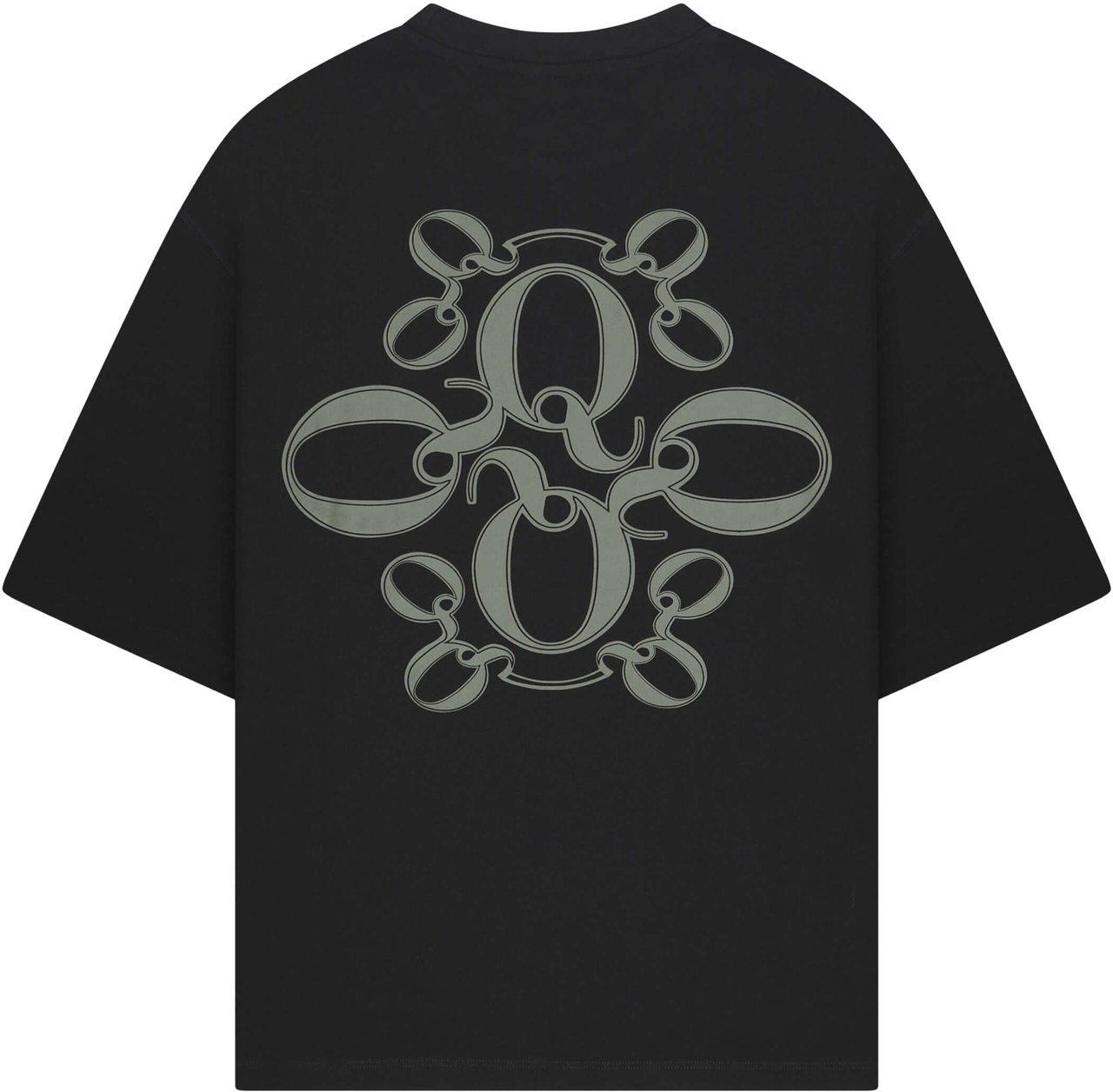 Quotrell Insignia Tee | Black/moss Green Zwart