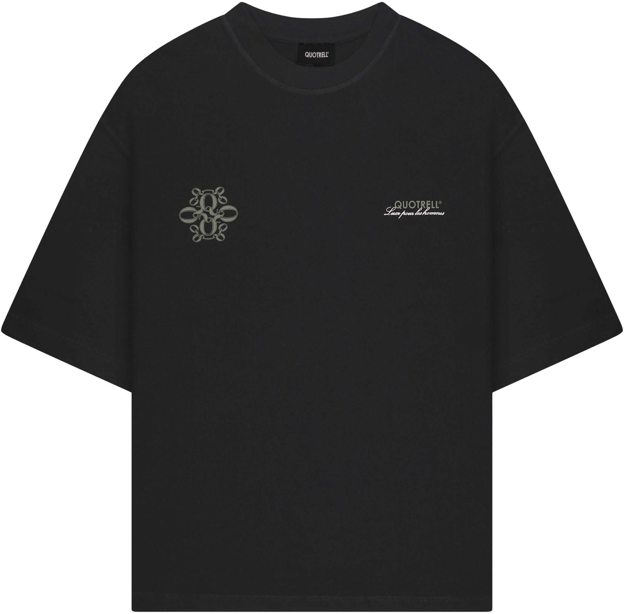 Quotrell Insignia Tee | Black/moss Green Zwart