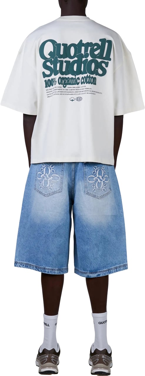 Quotrell Puff Studios Tee | Off White/teal Wit