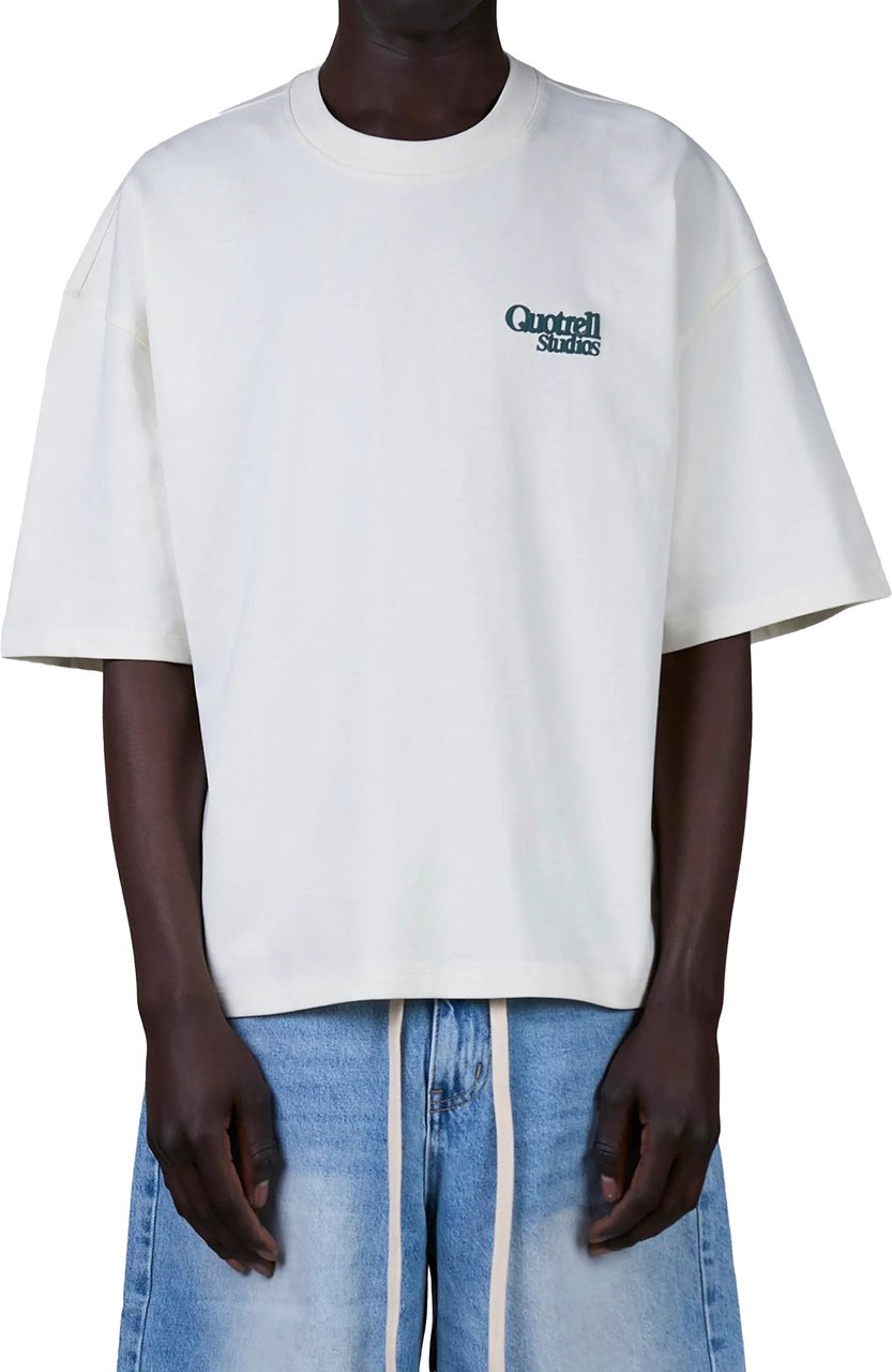 Quotrell Puff Studios Tee | Off White/teal Wit