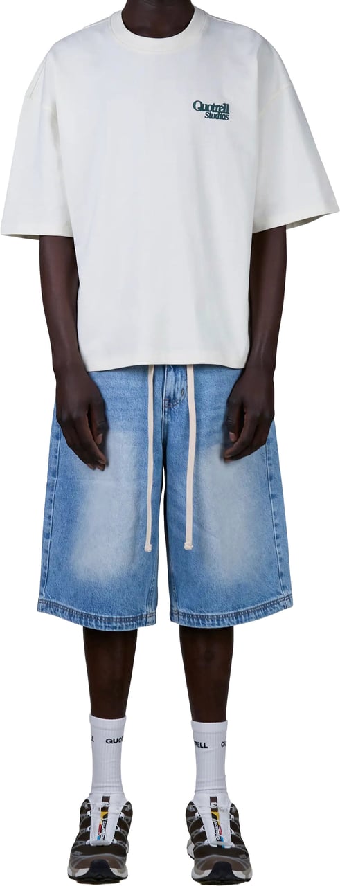Quotrell Puff Studios Tee | Off White/teal Wit