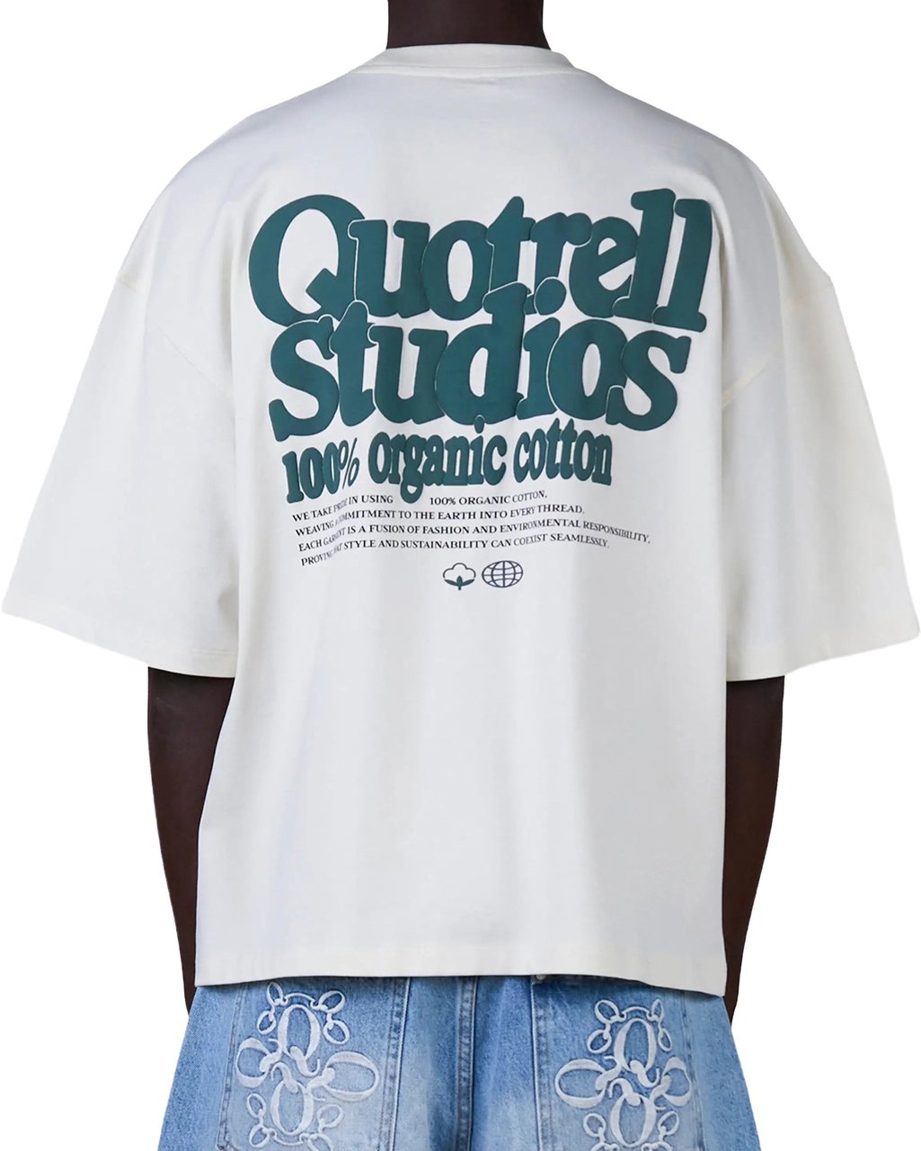 Quotrell Puff Studios Tee | Off White/teal Wit