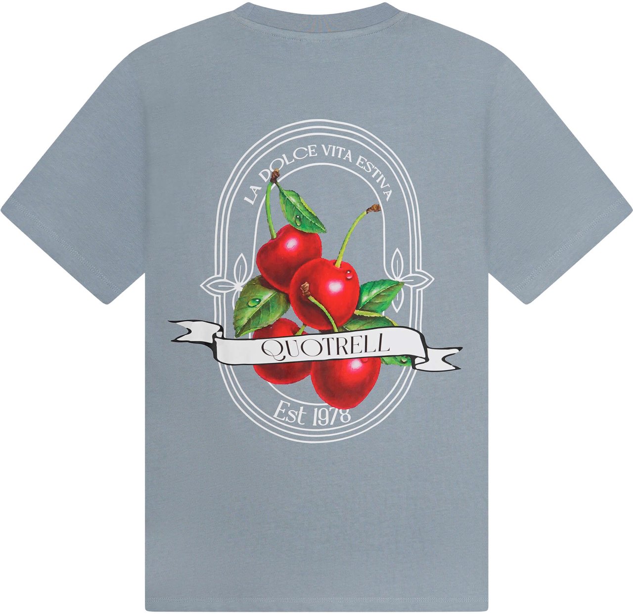 Quotrell Cheri Tee | Faded Blue/white Blauw