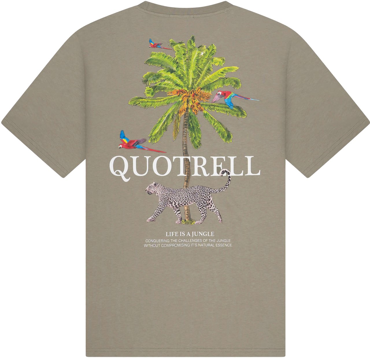 Quotrell Jungle Tee | Faded Olive/white Groen