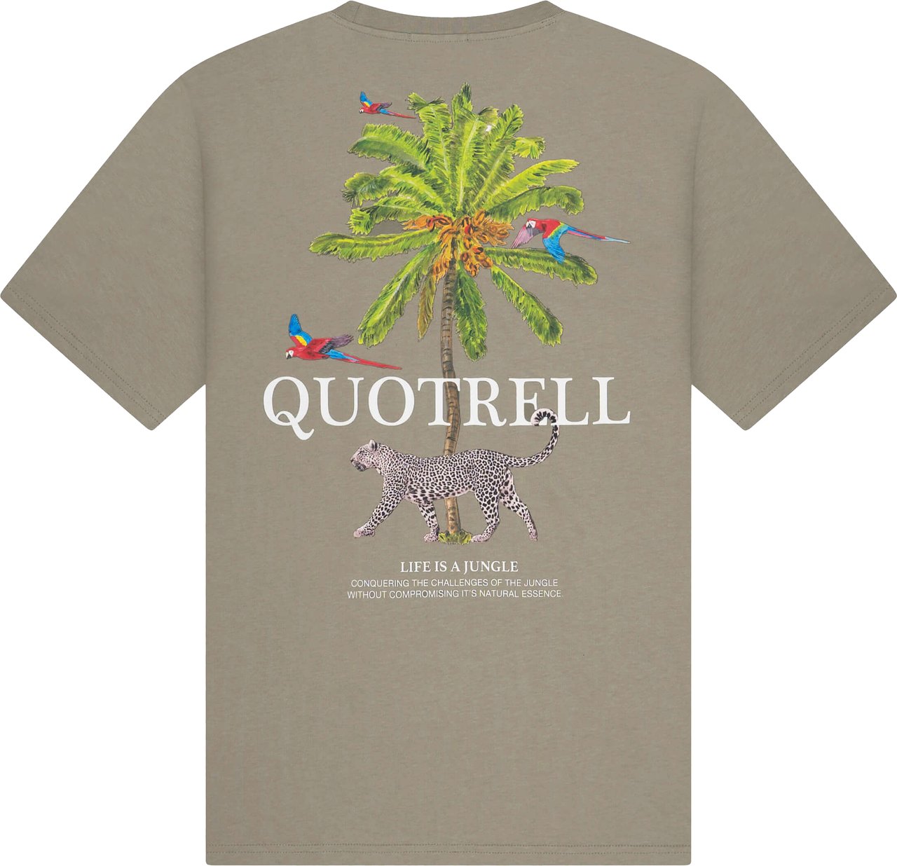 Quotrell Jungle Tee | Faded Olive/white Groen