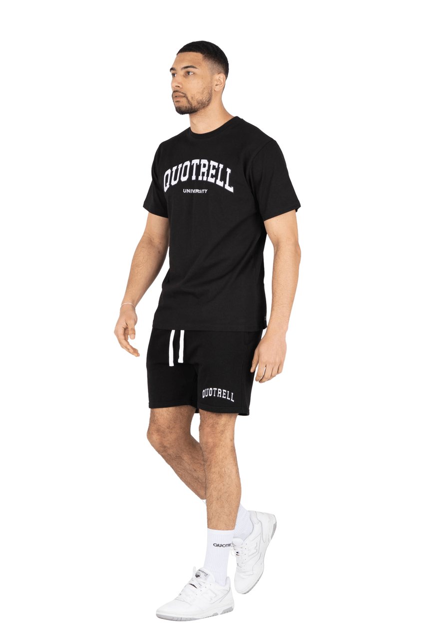 Quotrell University T-shirt | Black/white Zwart
