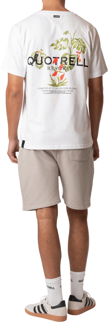 Quotrell Floral T-shirt | White/black Wit