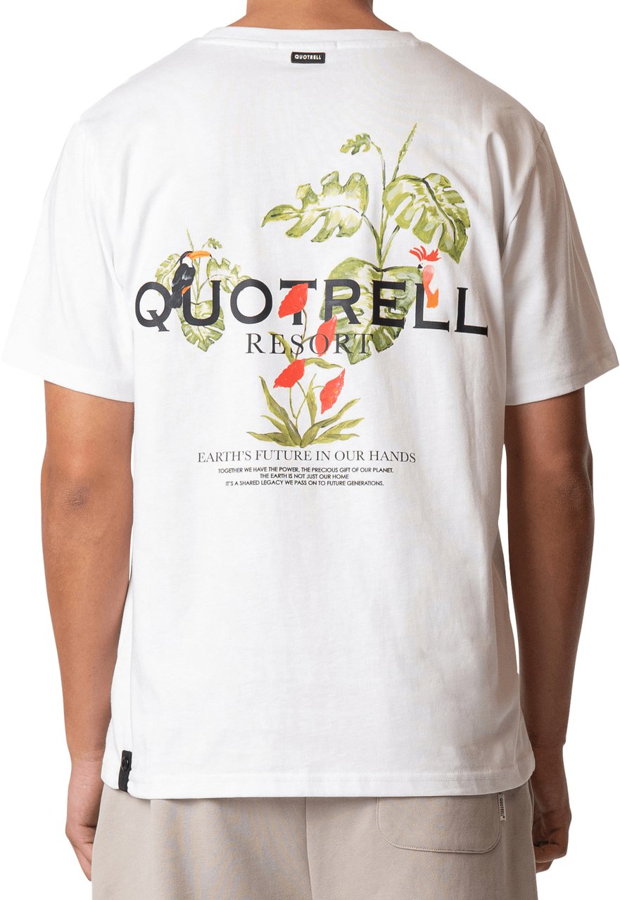 Quotrell Floral T-shirt | White/black Wit