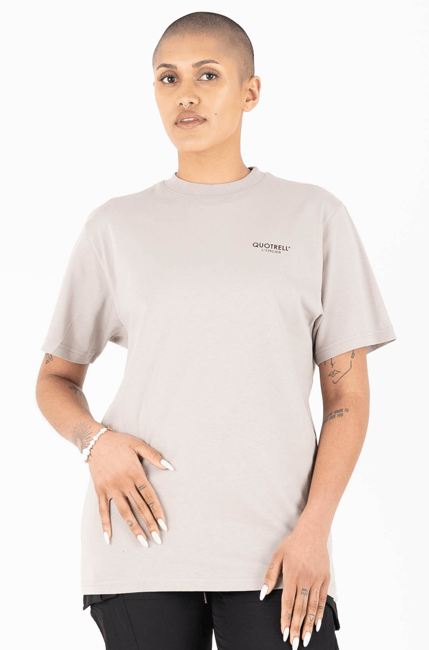 Quotrell L'atelier T-shirt | Taupe/black Beige