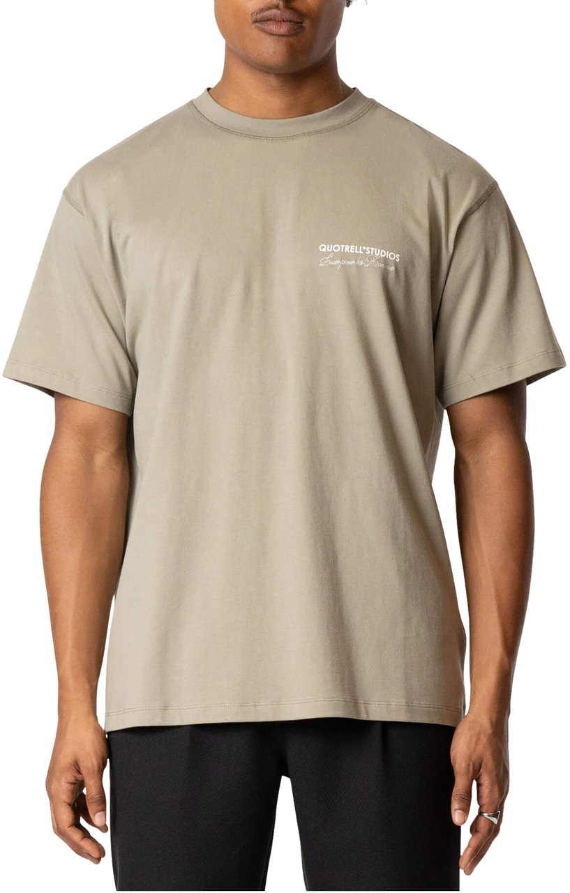 Quotrell Studios Tee | Faded Olive/white Groen