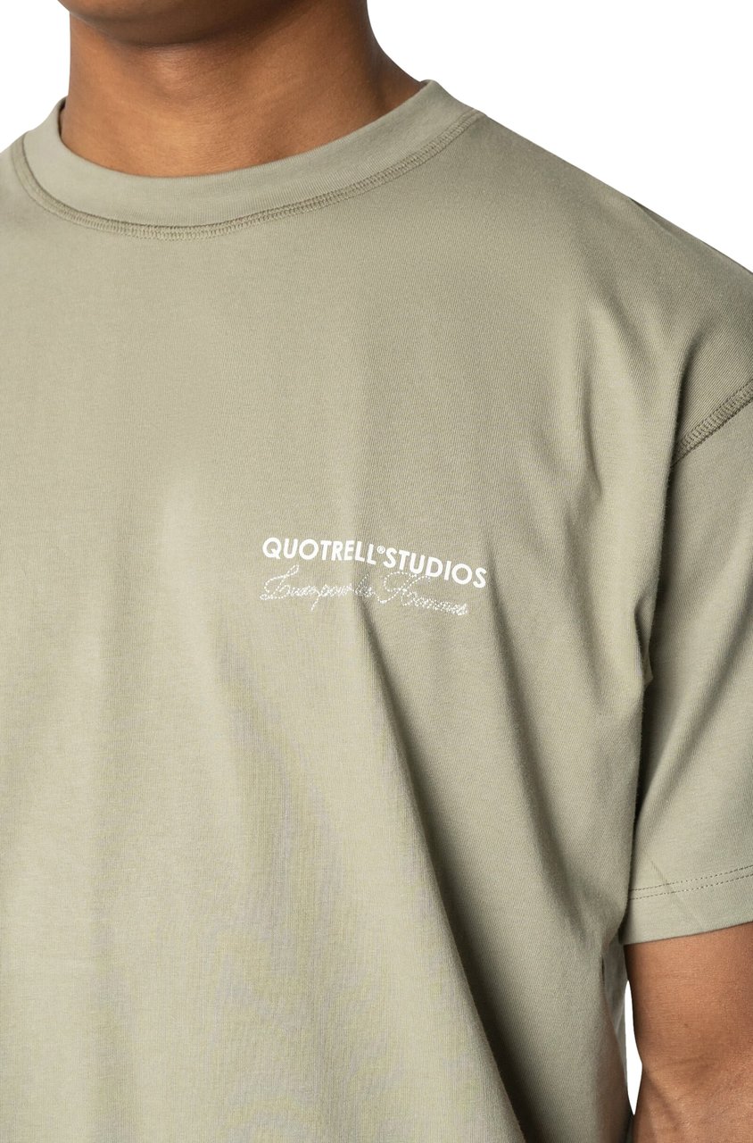 Quotrell Studios Tee | Faded Olive/white Groen