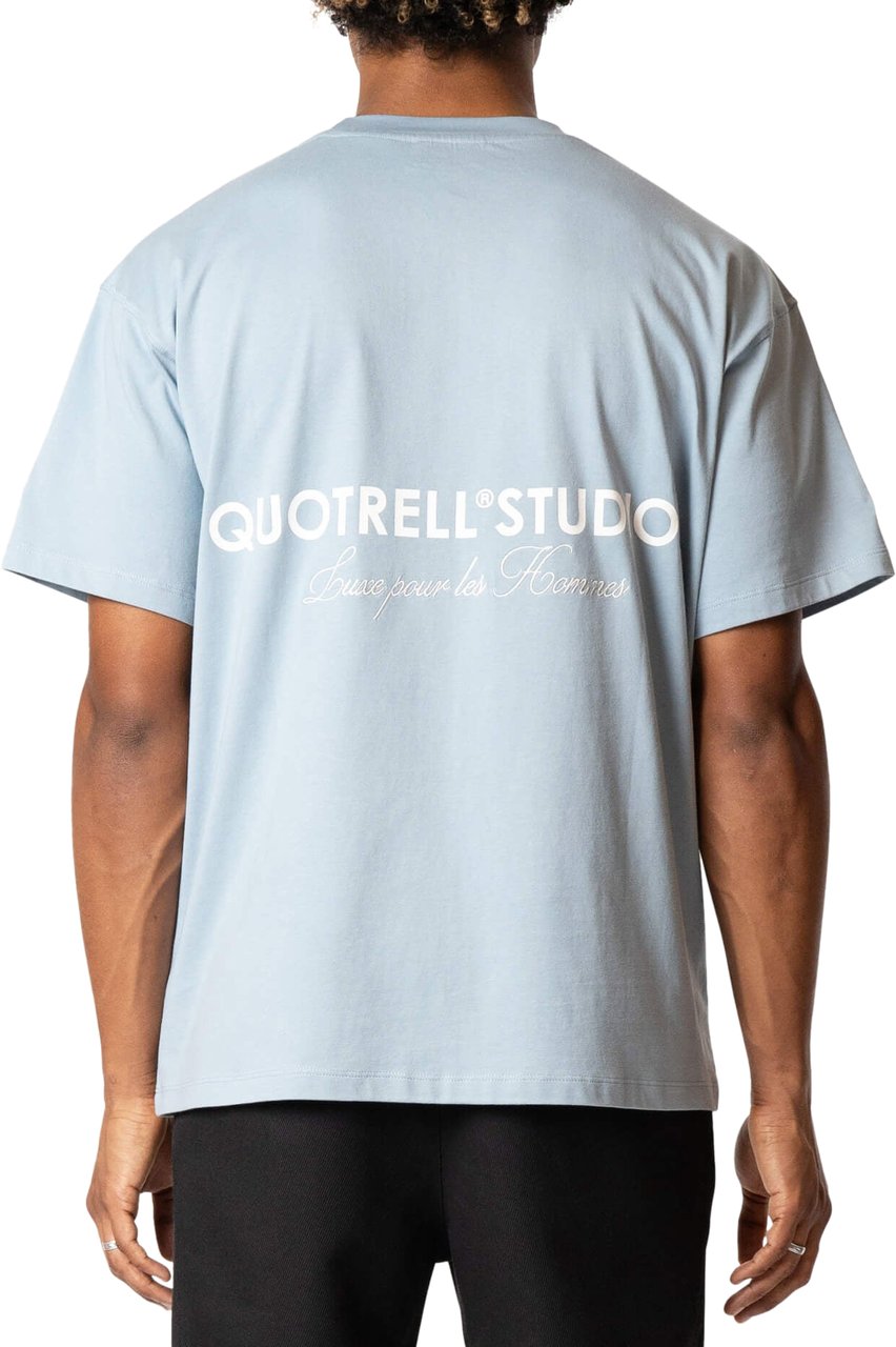 Quotrell Studios Tee | Muted Blue/white Blauw