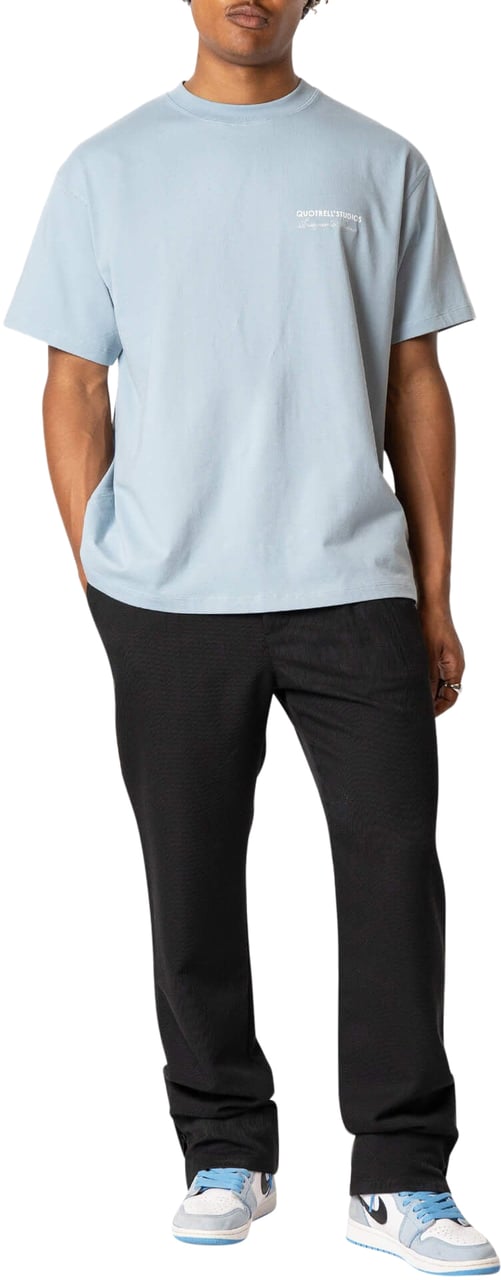 Quotrell Studios Tee | Muted Blue/white Blauw