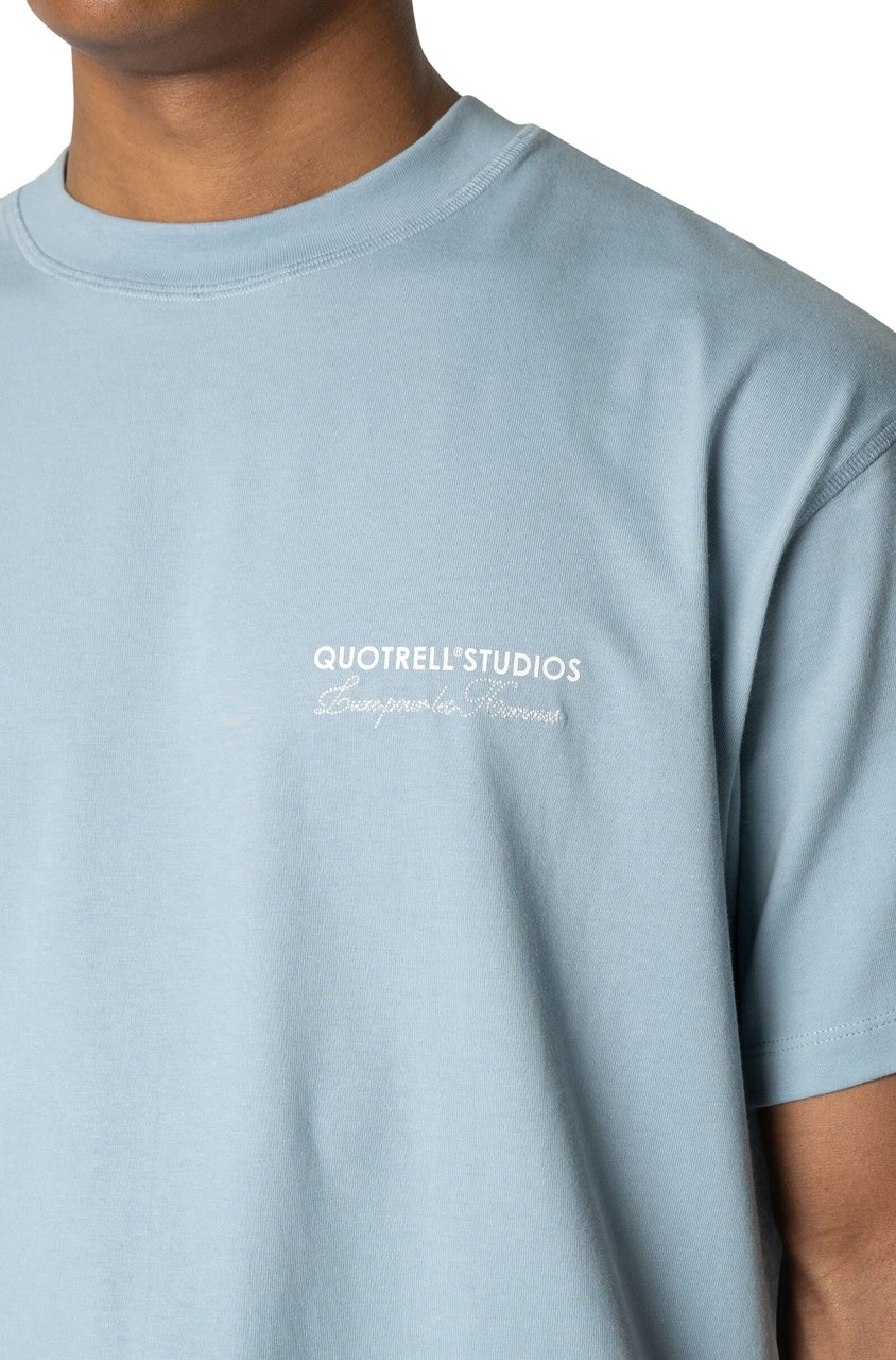 Quotrell Studios Tee | Muted Blue/white Blauw