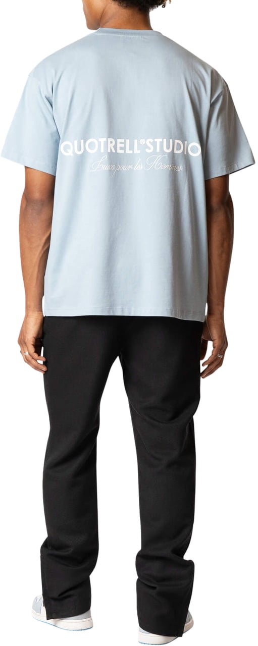 Quotrell Studios Tee | Muted Blue/white Blauw