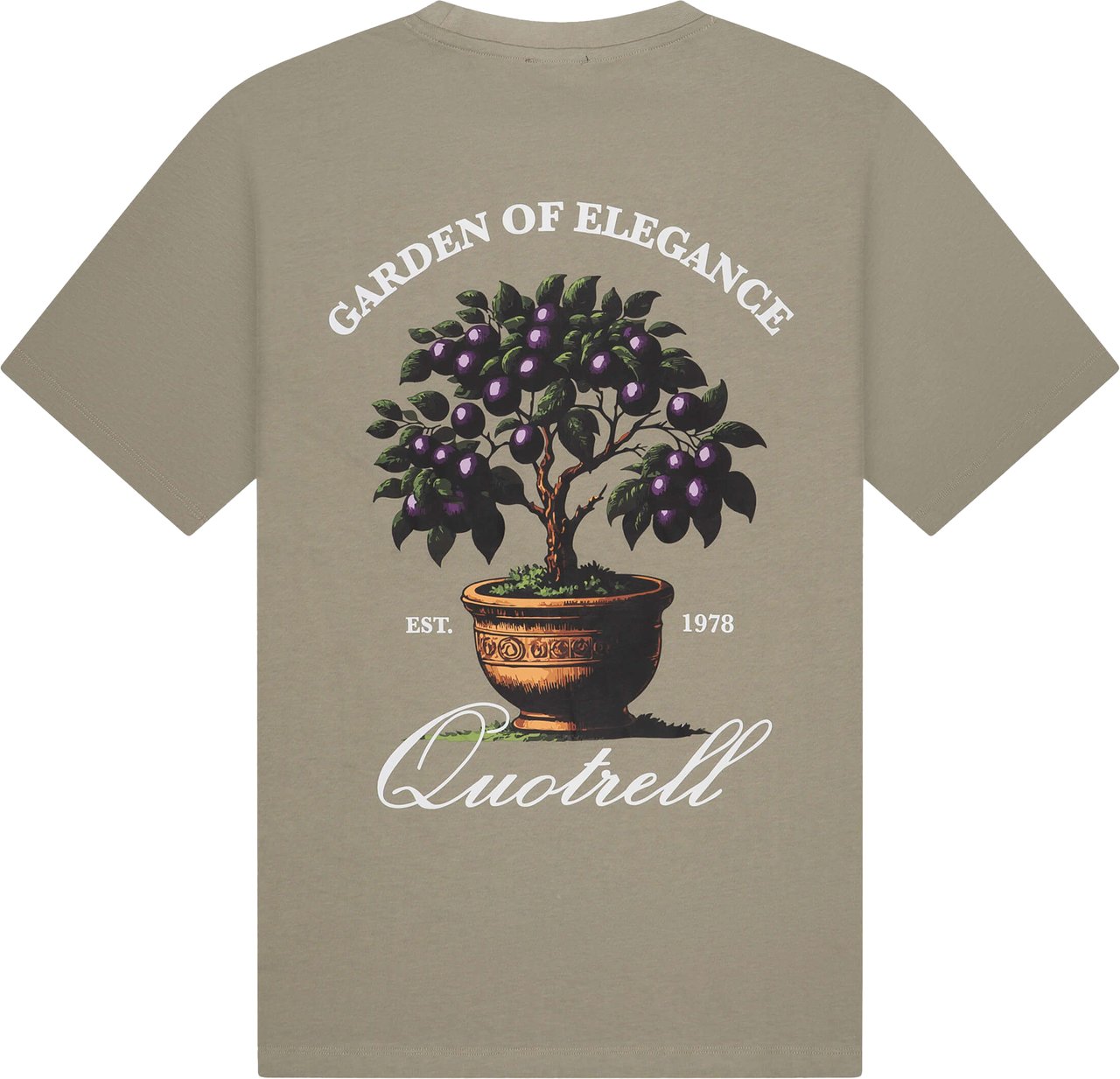 Quotrell Damson Tee | Faded Olive/white Groen