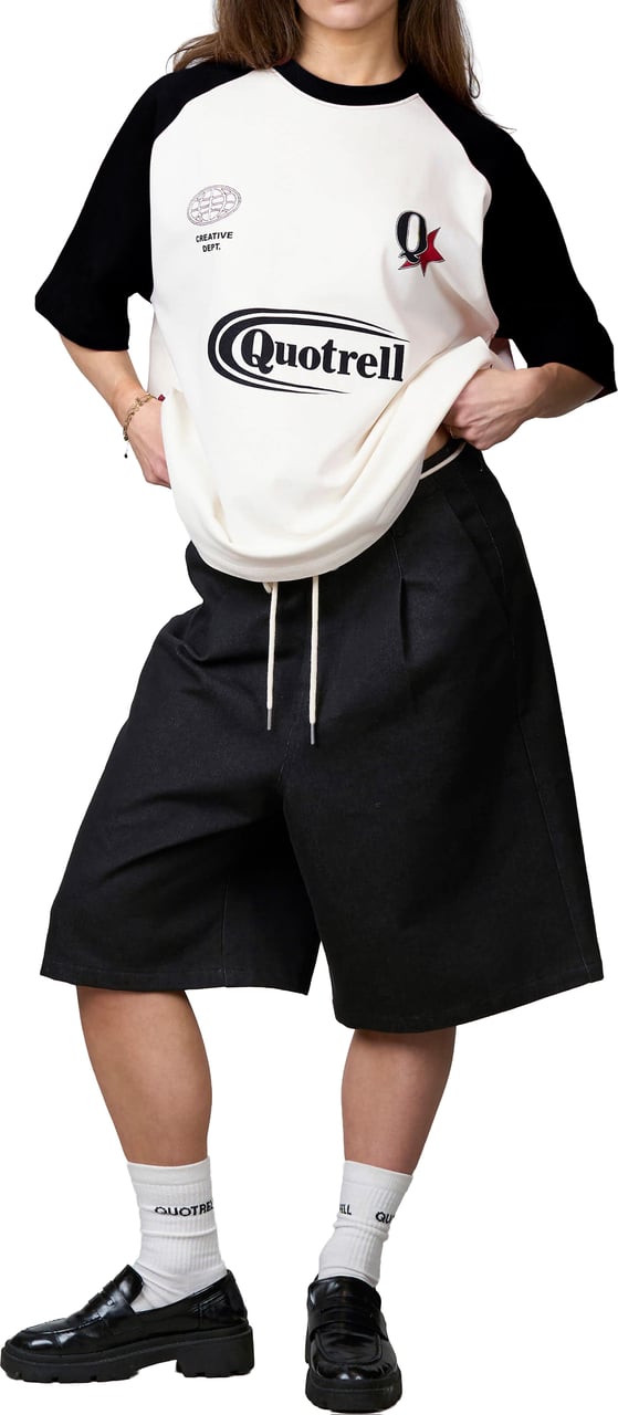 Quotrell Emilio Boxy Tee | White/black Wit